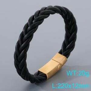 Stainless Steel Leather Bracelet - KB205330-JR
