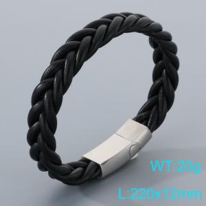 Stainless Steel Leather Bracelet - KB205331-JR