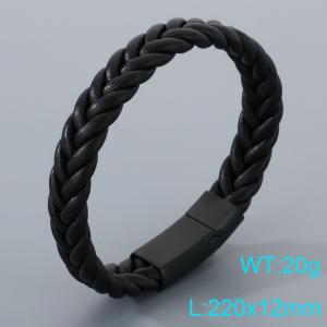 Stainless Steel Leather Bracelet - KB205332-JR