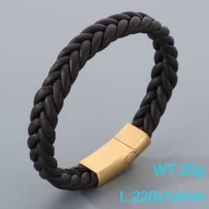 Stainless Steel Leather Bracelet - KB205333-JR