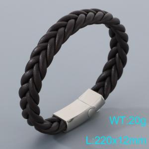 Stainless Steel Leather Bracelet - KB205334-JR