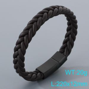 Stainless Steel Leather Bracelet - KB205335-JR