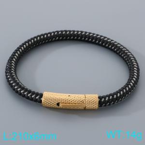 Stainless Steel Leather Bracelet - KB205336-JR