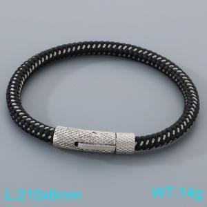 Stainless Steel Leather Bracelet - KB205337-JR