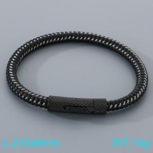 Stainless Steel Leather Bracelet - KB205338-JR
