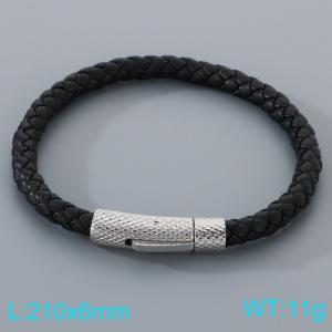 Stainless Steel Leather Bracelet - KB205340-JR