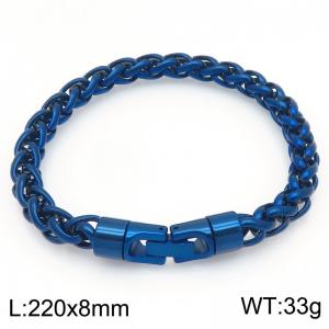 Fashionable and personalized stainless steel blue flower basket chain bracelet with round rotatable jewelry buckle - KB205492-KFC