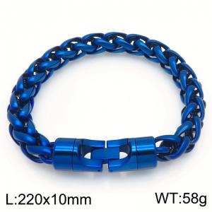 Fashionable and personalized stainless steel blue 10mm flower basket chain bracelet with round rotatable jewelry buckle - KB205500-KFC
