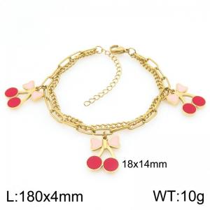 Stainless Steel Bow Cherry Bracelet Set For Girl Jewelry Gift - KB205921-ZG
