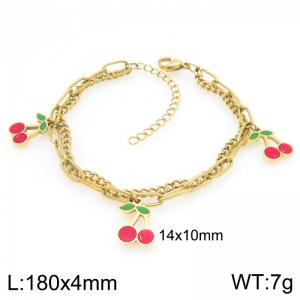 Stainless Steel Red Cherry Bracelet For Girl Jewelry Gift - KB205922-ZG