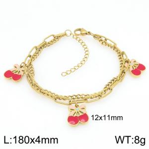 Stainless Steel Red Cherry Bracelet For Girl Jewelry Gift - KB205923-ZG
