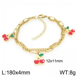 Stainless Steel Red Cherry Bracelet For Girl Jewelry Gift - KB205925-ZG