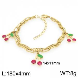 Stainless Steel Red Cherry Bracelet For Girl Jewelry Gift - KB205926-ZG