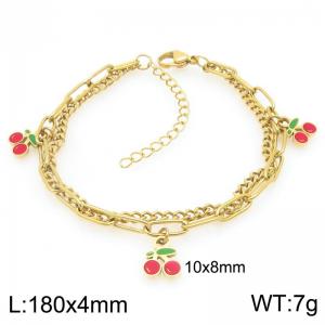 Stainless Steel Red Cherry Bracelet For Girl Jewelry Gift - KB205928-ZG
