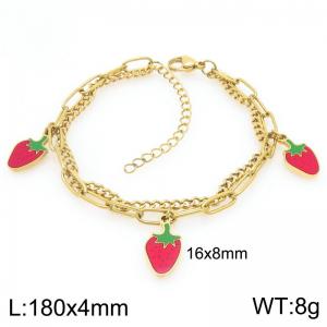 Stainless Steel Strawberry Bracelet For Girl Jewelry Gift - KB205931-ZG