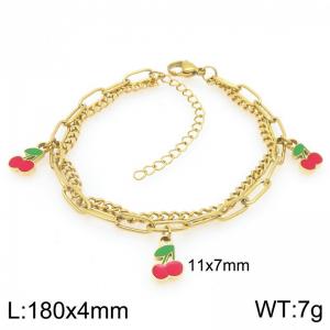 Stainless Steel Red Cherry Bracelet For Girl Jewelry Gift - KB205932-ZG