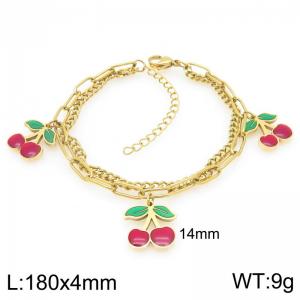 Stainless Steel Red Cherry Bracelet For Girl Jewelry Gift - KB205933-ZG