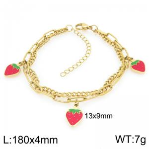 Stainless Steel Strawberry Bracelet For Girl Jewelry Gift - KB205935-ZG