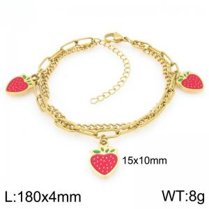 Stainless Steel Strawberry Bracelet For Girl Jewelry Gift - KB205936-ZG