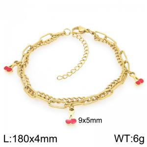 Stainless Steel Red Cherry Bracelet For Girl Jewelry Gift - KB205937-ZG