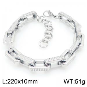 European and American hip-hop style stainless steel creative diagonal stripe rectangular thick chain temperament silver bracelet - KB205980-ZCG