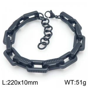 European and American hip-hop style stainless steel creative diagonal stripe rectangular thick chain temperament black bracelet - KB205981-ZCG