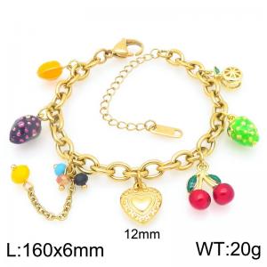 Fashionable and personalized stainless steel fruit style multi accessory heart bracelet - KB206196-Z