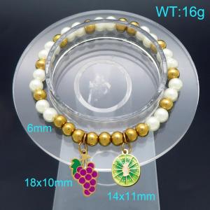 Fashionable stainless steel fruit wind grape and kiwi bead bracelet - KB206201-Z