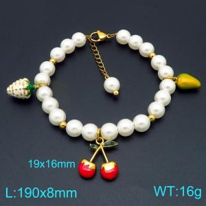 Fashionable and fun pearl bead and fruit pendant bracelet - KB206203-Z