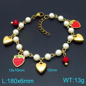 Fashion stainless steel pearl bracelet with multiple fruit pendants - KB206205-Z