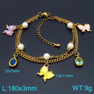 Fashionable Colorful Butterfly Pendant Multi layer Stacked Bracelet - KB206210-Z
