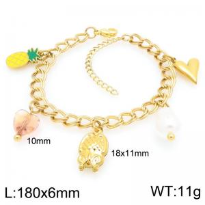 Stainless steel double-layer Cuban chain suspension DIY multiple colored geometric series pendant temperament gold bracelet - KB206676-Z