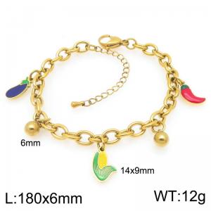 Stainless steel O-shaped chain hanging DIY multiple colored fruit and vegetable series pendant temperament gold bracelet - KB206678-Z