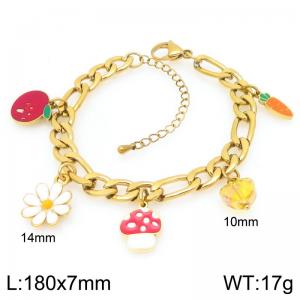 Stainless steel 31 Cuban chain suspension DIY multiple color mixed series pendant temperament gold bracelet - KB206679-Z