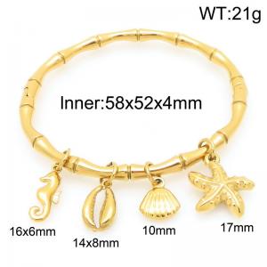 Stainless steel creative DIY multiple ocean series pendant temperament gold bamboo bangle - KB206680-Z