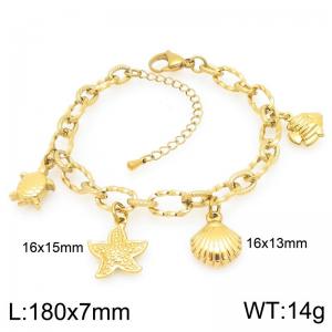 Stainless steel embossed O-shaped chain hanging DIY multiple ocean series pendant temperament gold bracelet - KB206682-Z