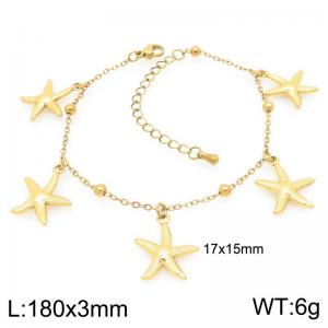 Stainless steel bead fine chain hanging multiple starfish pendants temperament gold bracelet - KB206700-Z