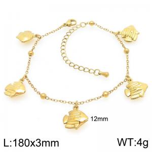 Stainless steel bead fine chain hanging multiple sea fish pendants temperament gold bracelet - KB206701-Z