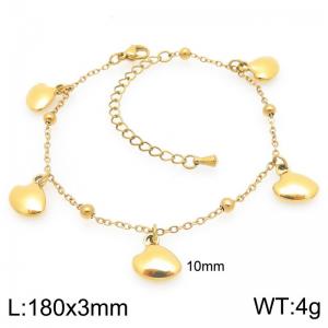 Stainless steel bead fine chain hanging multiple shell pendants temperament gold bracelet - KB206702-Z