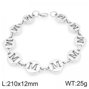 Stainless Steel Letter M Links Bracelet - KB206785-KGC
