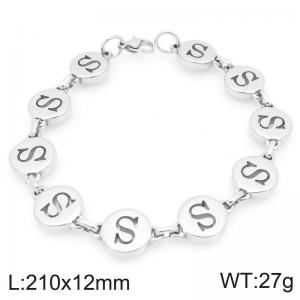 Stainless Steel Letter S Links Bracelet - KB206791-KGC