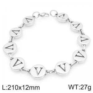 Stainless Steel Letter V Links Bracelet - KB206794-KGC