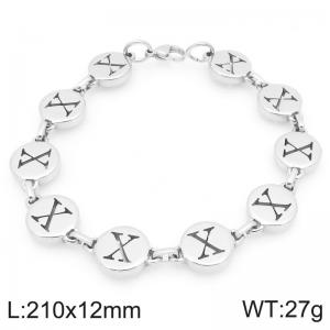 Stainless Steel Letter X Links Bracelet - KB206796-KGC
