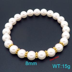 8mm Women's Pearl Stainless Steel Gold Bracelet - KB207000-Z