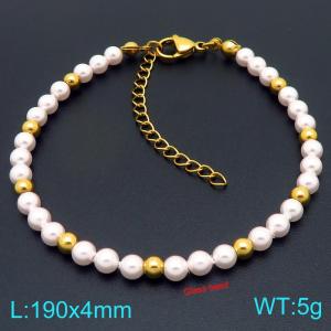 Ladies' Shell Pearl Stainless Steel Gold Bracelet Gift - KB207031-Z