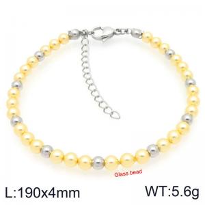 Ladies' Yellow Shell Pearl Stainless Steel Silver Bracelet - KB207032-Z