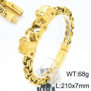 Men's stainless steel skull punk style golden bracelet - KB207063-KFC