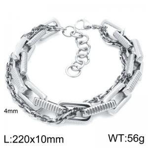 Creative and personalized stainless steel mixed with double-layer chain lobster buckle temperament silver bracelet - KB207103-ZZ