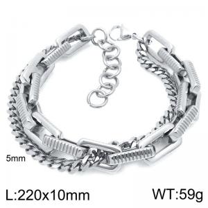 Creative and personalized stainless steel mixed with double-layer chain lobster buckle temperament silver bracelet - KB207107-ZZ