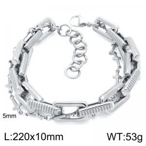 Creative and personalized stainless steel mixed with double-layer chain lobster buckle temperament silver bracelet - KB207111-ZZ